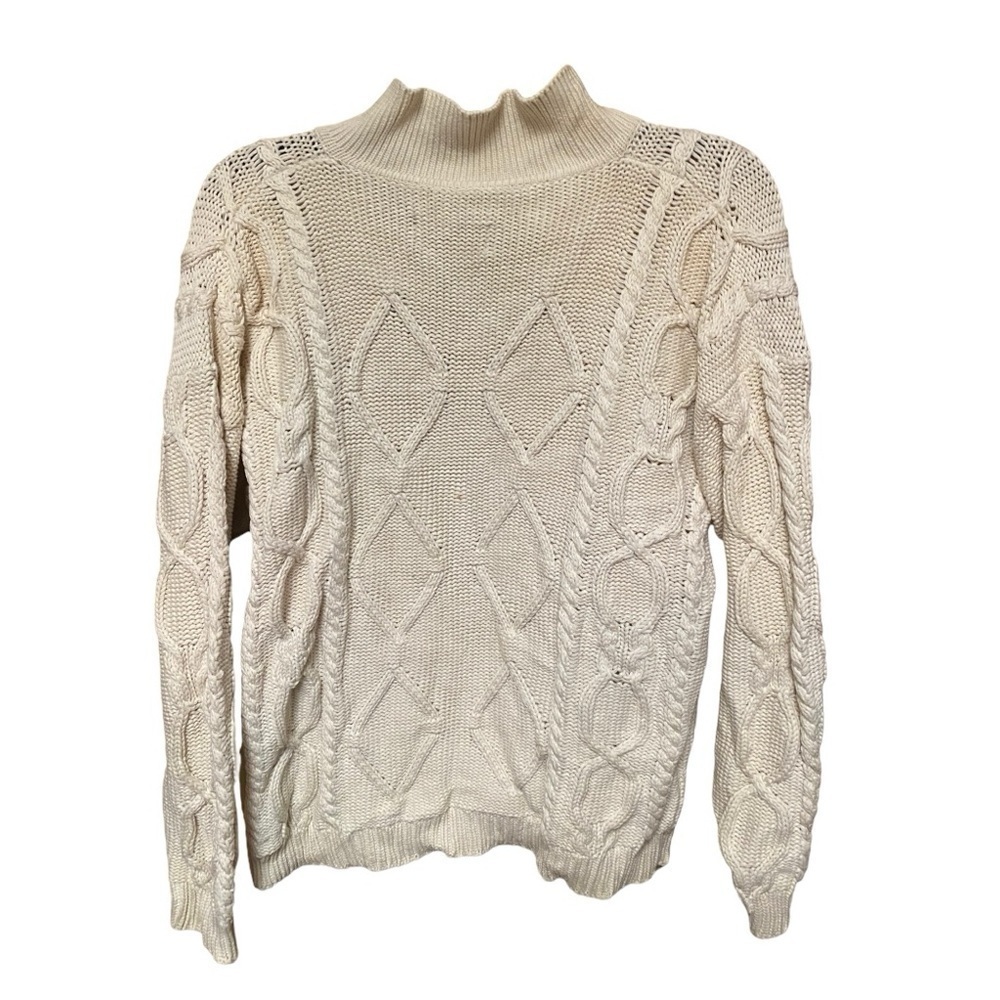 Eddie Bauer Vintage Cable Knit Full Zip Sweater | Petite Small - Picture 2 of 13